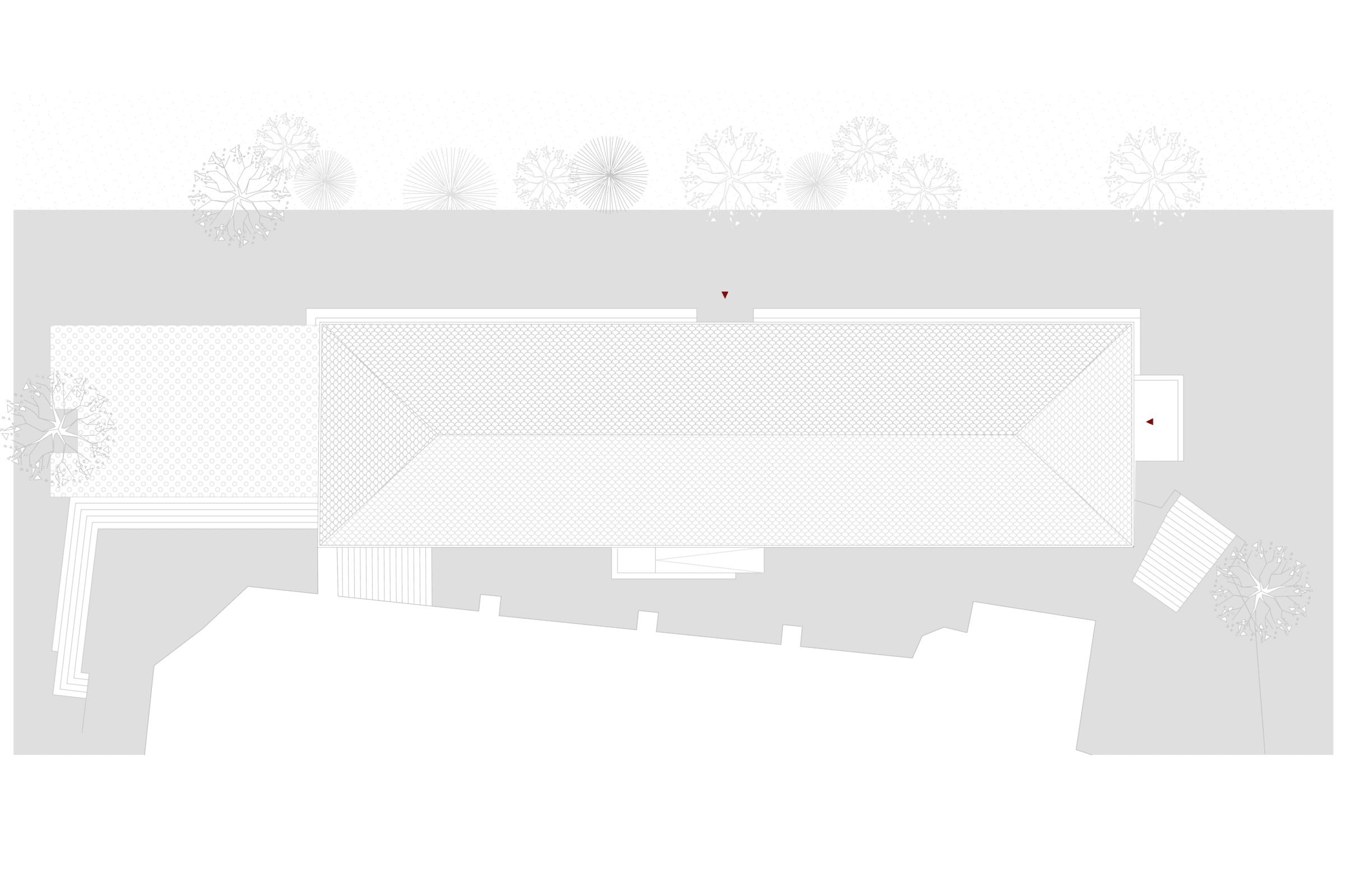 Grafische Darstellung des alten Schulhauses im Herzen der Dachauer Altstadt aus der Vogelperspektive