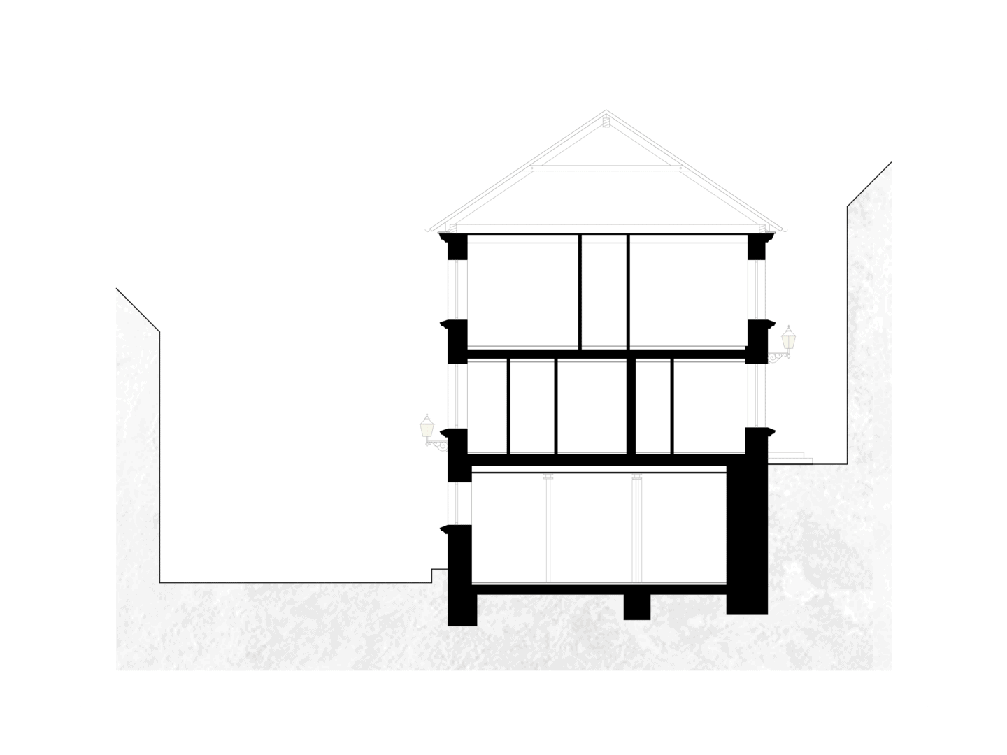 Schnitt durch das Alte Schulhaus im Herzen der Dachauer Altstadt zur Veranschaulichung