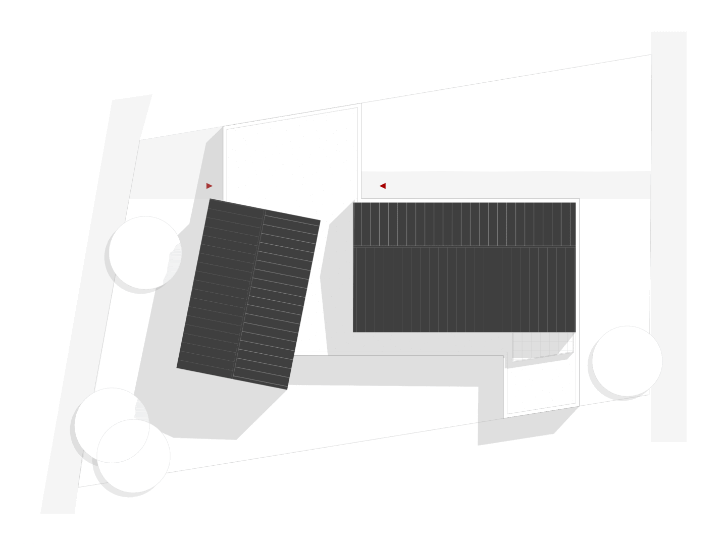 Grafik in Vogelperspektive auf ein umgebautes Einfamilienhaus in Dachau