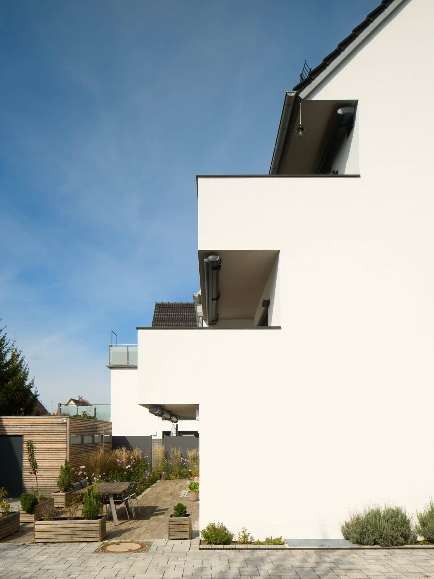 Aufnahme eines neu gebauten Doppelhauses zur Veranschaulichung der Bauweise