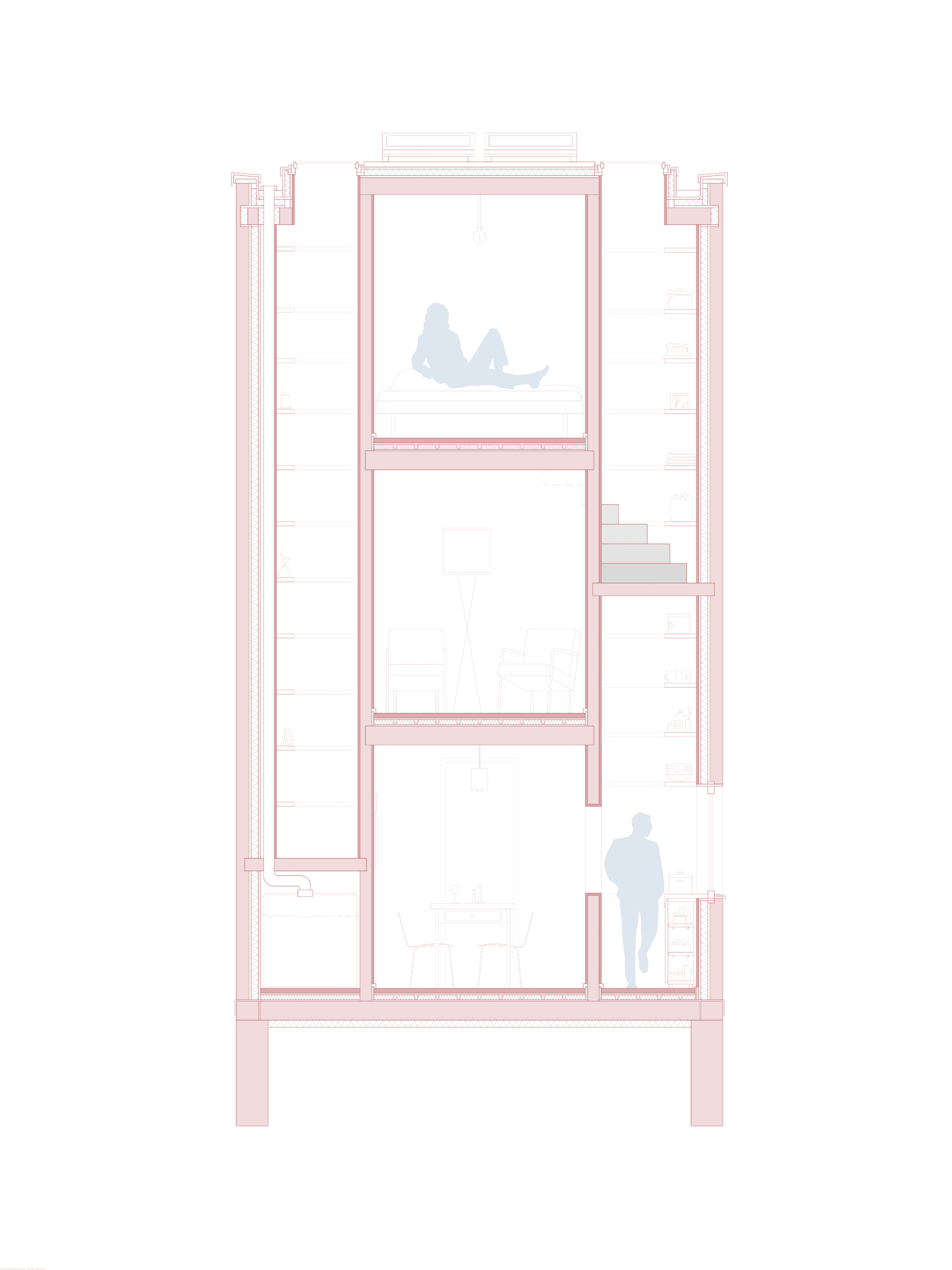 Grafische Darstellung des Schnittes durch eine Mirco Home Baukörper