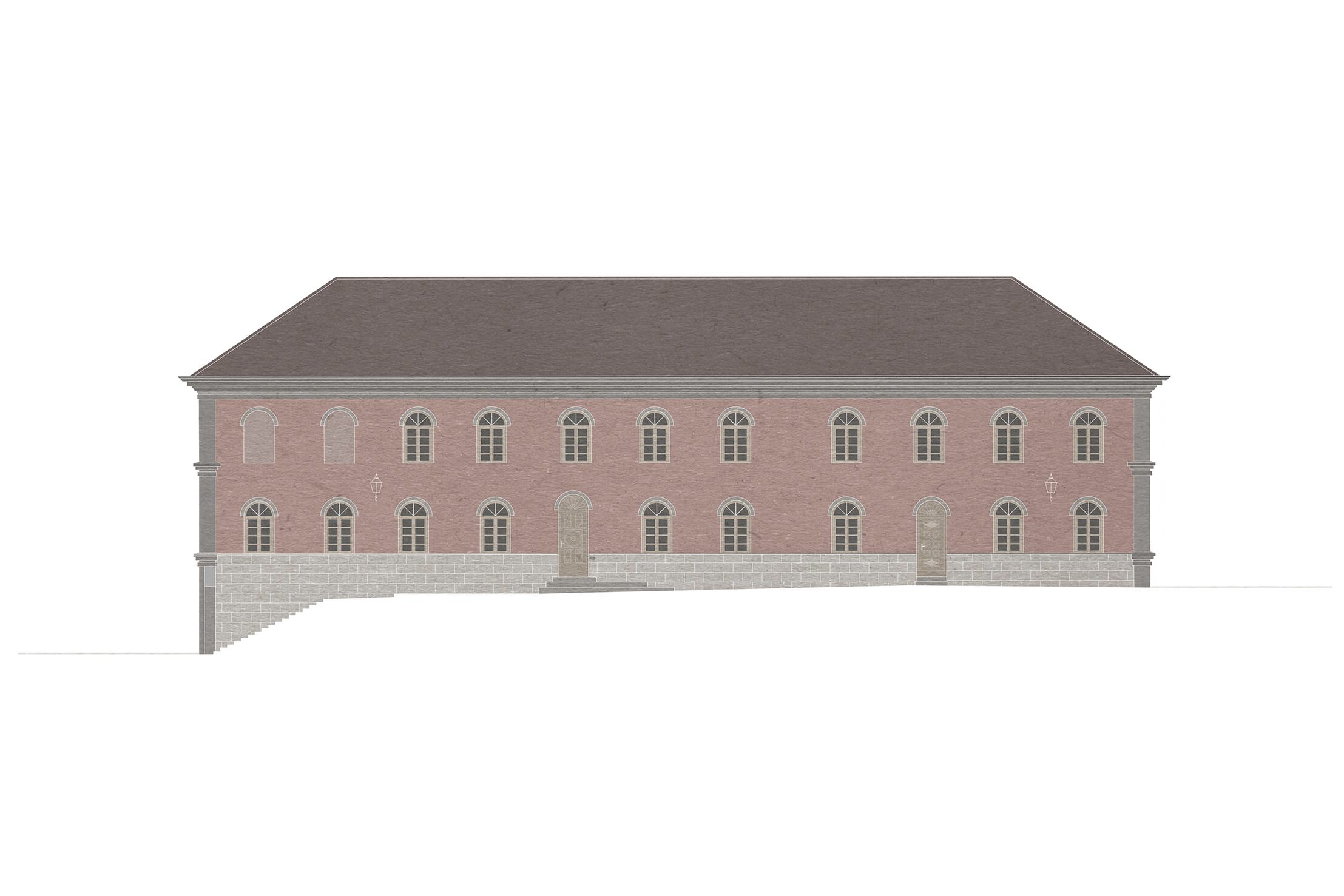 Grafische Darstellung des alten Schulhauses im Herzen der Dachauer Altstadt