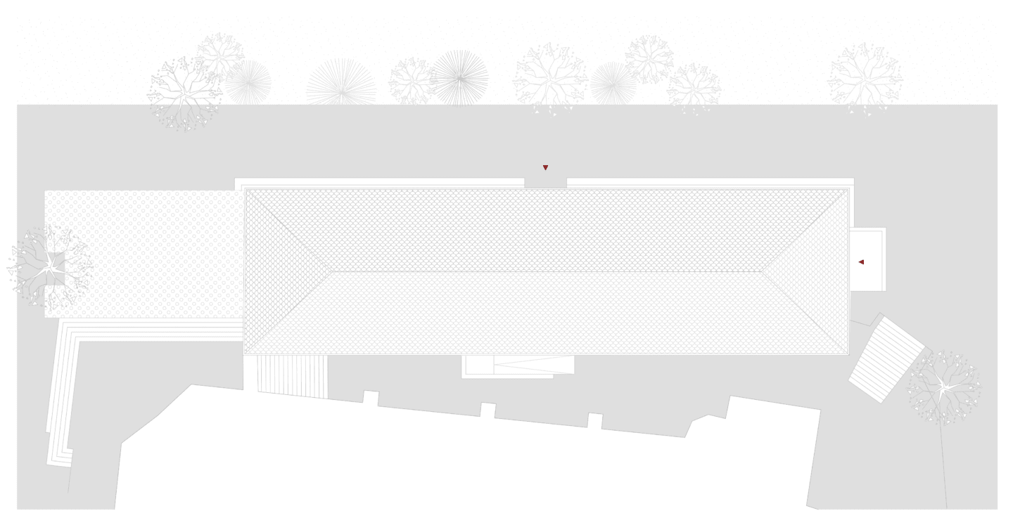 Grafische Darstellung des Schrannengebäudes in Dachau aus der Vogelperspektive